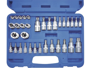 Steckschlüsselsatz 1/4 "; 3/8 "; 1/2 " TX- und E-Profil, 34-teilig Steckschlüsselsatz 1/4 "; 3/8 "; 1/2 " TX- und E-Profil, 34-teilig