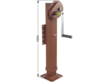 Teleskop-Stützfuß Stützlast 10 t, Höhe 985 - 1.455 mm, Hub 470 mm, mit Getriebkurbel Teleskop-Stützfuß Stützlast 10 t, Höhe 985 - 1.455 mm, Hub 470 mm, mit Getriebkurbel