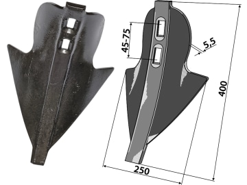 Industriehof® Stoppelschar "Donax" 250 x 45 – 75 mm für G-Blattfederzinken, Rabe, Schönberger, 101.250-45-80 Industriehof® Stoppelschar "Donax" 250 x 45 – 75 mm für G-Blattfederzinken, Rabe, Schönberger, 101.250-45-80