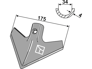 Industriehof® Hackschar "KH3", Arbeitsbreite 175 mm, Stärke 4 mm, universal, 1.KH3 Industriehof® Hackschar "KH3", Arbeitsbreite 175 mm, Stärke 4 mm, universal, 1.KH3