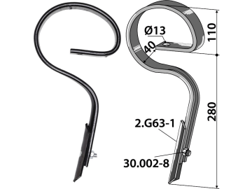 Industriehof® Garezinken "Germinator" 390 x 10 mm für Kongskilde, Rabe, 2.G63-B Industriehof® Garezinken "Germinator" 390 x 10 mm für Kongskilde, Rabe, 2.G63-B