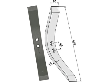 Industriehof® Schmalschar 455 x 60 mm für Schwergrubberstiele, Lemken "Achat", "Tured", 101.LEM-03 Industriehof® Schmalschar 455 x 60 mm für Schwergrubberstiele, Lemken "Achat", "Tured", 101.LEM-03