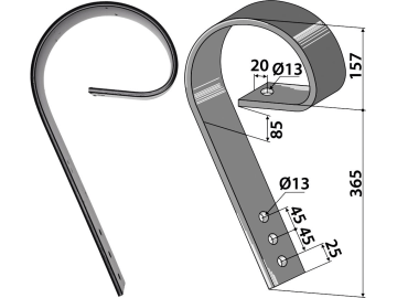 Industriehof® Schleppzinken 522 x 10 mm, ohne Verschleißteil, für Dal-Bo, Doublet Record, HE-VA, 10.1052 Industriehof® Schleppzinken 522 x 10 mm, ohne Verschleißteil, für Dal-Bo, Doublet Record, HE-VA, 10.1052