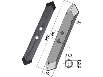 Industriehof® Spitzschar gerade 440 x 60 mm für Kverneland, 101.IND-791 Industriehof® Spitzschar gerade 440 x 60 mm für Kverneland, 101.IND-791