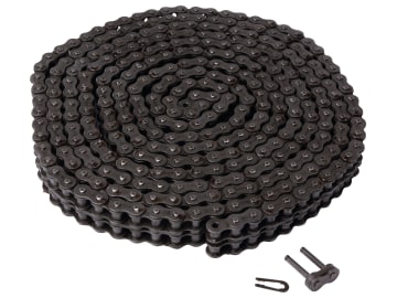 Rollenkette DIN 8187 zweifach, Kettenteilung 5/8" (15,9 mm), Innere Breite Innenglied 9,65 mm Rollenkette DIN 8187 zweifach, Kettenteilung 5/8" (15,9 mm), Innere Breite Innenglied 9,65 mm