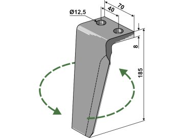 Industriehof® Kreiseleggenzinken links/rechts 70 x 185 x 8 mm, Bohrung 12,5 mm für Agromec, Muratori Industriehof® Kreiseleggenzinken links/rechts 70 x 185 x 8 mm, Bohrung 12,5 mm für Agromec, Muratori