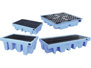 Bauer® Auffangwanne "WP-PE" mit Lochrost, für 200 l-Fässer und IBC-Container, PE (Polyethylen), blau Bauer® Auffangwanne "WP-PE" mit Lochrost, für 200 l-Fässer und IBC-Container, PE (Polyethylen), blau