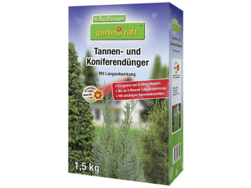 gartenkraft® Tannen- und Koniferendünger mit Langzeitwirkung NPK 12+8+16 für den hohen Nährstoffbedarf der Nadelhölzer 1,5 kg Schachtel gartenkraft® Tannen- und Koniferendünger mit Langzeitwirkung NPK 12+8+16 für den hohen Nährstoffbedarf der Nadelhölzer 1,5 kg Schachtel