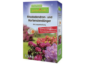 gartenkraft® Hortensien- und Rhododendrondünger NPK 12+8+16 mit Langzeitwirkung, für Moorbeetpflanzen 1,5 kg Schachtel gartenkraft® Hortensien- und Rhododendrondünger NPK 12+8+16 mit Langzeitwirkung, für Moorbeetpflanzen 1,5 kg Schachtel