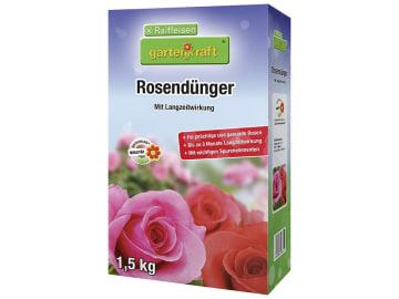 gartenkraft® Rosendünger mit Langzeitwirkung NPK 15+10+15 mit allen wichtigen Nährstoffen für Rosenkulturen 1,5 kg Schachtel gartenkraft® Rosendünger mit Langzeitwirkung NPK 15+10+15 mit allen wichtigen Nährstoffen für Rosenkulturen 1,5 kg Schachtel