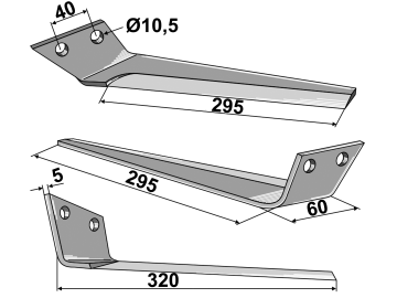 Industriehof® Köpfermesser rechts 320 x 60 x 5 mm, Abstand Bohrungen 40 mm für Kleine, 34-KLE-99L Industriehof® Köpfermesser rechts 320 x 60 x 5 mm, Abstand Bohrungen 40 mm für Kleine, 34-KLE-99L