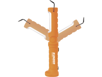 LED-Akku-Arbeitsleuchte 70 lm; 300 lm, mit Arbeits- und Kopflicht, um 120° schwenkbar, orange LED-Akku-Arbeitsleuchte 70 lm; 300 lm, mit Arbeits- und Kopflicht, um 120° schwenkbar, orange