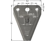 ESM Messerklinge 81 x 62 x 2,65 mm, glatt, mit Pilz, für Busatis ESM Messerklinge 81 x 62 x 2,65 mm, glatt, mit Pilz, für Busatis