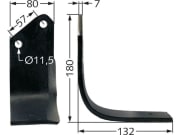 Fräsmesser 180 x 80 x 7 mm Bohrung 11,5 mm rechts für Howard Fräsmesser 180 x 80 x 7 mm Bohrung 11,5 mm rechts für Howard
