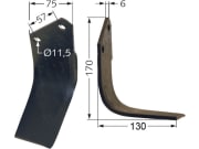 Fräsmesser 170 x 75 x 6 mm Bohrung 11,5 mm rechts für Howard Fräsmesser 170 x 75 x 6 mm Bohrung 11,5 mm rechts für Howard