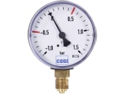 Hücobi Vakuum-Manometer, Anschluss 1/4" unten, -1 bis 1,5 bar, Rote Markierung -0,5 bar; +0,5 bar Hücobi Vakuum-Manometer, Anschluss 1/4" unten, -1 bis 1,5 bar, Rote Markierung -0,5 bar; +0,5 bar