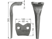 Kreiseleggenzinken links/rechts 100 x 285 x 14 mm, Bohrung 16,5 mm für Pegoraro Kreiseleggenzinken links/rechts 100 x 285 x 14 mm, Bohrung 16,5 mm für Pegoraro