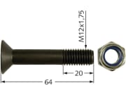 Senkkopfschraube M 12 x 1,75 x 64 - 10.9 mit selbstsichernder Mutter für Doppstadt, Epoke Senkkopfschraube M 12 x 1,75 x 64 - 10.9 mit selbstsichernder Mutter für Doppstadt, Epoke