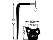 Kreiseleggenzinken "KG-30" links, 100 x 310 x 15 mm, Bohrung 17 mm, für Emy-Elenfer, Rabe, Sauerburger Kreiseleggenzinken "KG-30" links, 100 x 310 x 15 mm, Bohrung 17 mm, für Emy-Elenfer, Rabe, Sauerburger