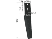 Kreiseleggenzinken links 60 x 332 x 10 mm, Bohrung 13 mm für Dondi, Maschio Kreiseleggenzinken links 60 x 332 x 10 mm, Bohrung 13 mm für Dondi, Maschio
