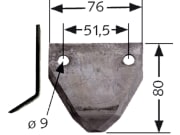 Fräsmesserklinge, 80 x 76 x 3 mm, gekröpft, für Faresin Fräsmesserklinge, 80 x 76 x 3 mm, gekröpft, für Faresin