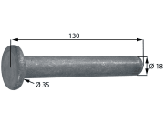 Pendelbolzen, Länge 130 mm, mit gerader Endkappe, zum anschweißen, für Kipplager Pendelbolzen, Länge 130 mm, mit gerader Endkappe, zum anschweißen, für Kipplager