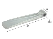 Bordwandscharnier, Bohrung 12,5 mm, für Bordwand ohne Zentralverriegelung, verzinkt Bordwandscharnier, Bohrung 12,5 mm, für Bordwand ohne Zentralverriegelung, verzinkt