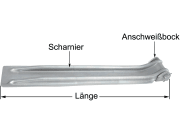 Stellbordwandscharnier, L x B 370 x 60 mm, verzinkt Stellbordwandscharnier, L x B 370 x 60 mm, verzinkt