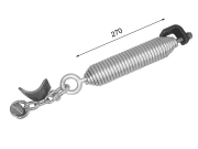 Bordwandrückzugfeder, 270 x 7 mm x Ø 7 mm, verzinkt, mit Schraube und Anschweißteilen Bordwandrückzugfeder, 270 x 7 mm x Ø 7 mm, verzinkt, mit Schraube und Anschweißteilen