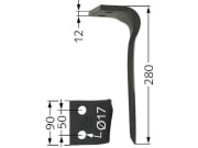 Rau Kreiseleggenzinken 280 mm rechts für Kreiselegge CH und CK, RG00044502 Rau Kreiseleggenzinken 280 mm rechts für Kreiselegge CH und CK, RG00044502