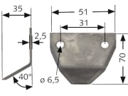 Fräsmesserklinge, 70 x 51 x 2,5 mm, glatt, abgewinkelt für Sgariboldi Fräsmesserklinge, 70 x 51 x 2,5 mm, glatt, abgewinkelt für Sgariboldi