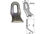 Y-Messer 100 x 45 x 8 mm, Bohrung L x B 38 x 16 mm, für Mulcher: Gilbers, Noremat, Rousseau Y-Messer 100 x 45 x 8 mm, Bohrung L x B 38 x 16 mm, für Mulcher: Gilbers, Noremat, Rousseau