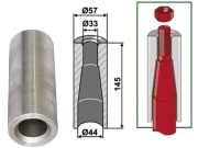 Industriehof® Einschweißbuchse Ø innen 33 mm; 44 mm, Ø außen 57 mm, für Zinken mit Gewinde M28 Industriehof® Einschweißbuchse Ø innen 33 mm; 44 mm, Ø außen 57 mm, für Zinken mit Gewinde M28