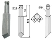 Industriehof® Rotorzinken links/rechts 170 x 30 x 30 mm, Bohrung 10 mm für Rau Industriehof® Rotorzinken links/rechts 170 x 30 x 30 mm, Bohrung 10 mm für Rau