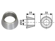 Industriehof® Zentrierbuchse Ø 33 mm, Bohrung 22 mm, Höhe 19 mm für Frontlader, Silozinken, Futtermischermesser Industriehof® Zentrierbuchse Ø 33 mm, Bohrung 22 mm, Höhe 19 mm für Frontlader, Silozinken, Futtermischermesser