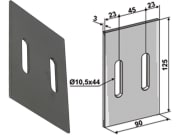 Abstreifer 125 x 90 x 3 mm, Bohrung L x B 44 x 10,5 mm für Feraboli und Frost Abstreifer 125 x 90 x 3 mm, Bohrung L x B 44 x 10,5 mm für Feraboli und Frost