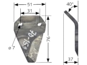 Fräsmesserklinge, 76 x 51 x 5 mm, links, glatt, abgewinkelt für Sgariboldi Fräsmesserklinge, 76 x 51 x 5 mm, links, glatt, abgewinkelt für Sgariboldi