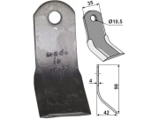 Y-Messer 98 x 35 x 4 mm, Bohrung 10,5 mm, für Mulcher: Müthing, Rapid, Zappator Y-Messer 98 x 35 x 4 mm, Bohrung 10,5 mm, für Mulcher: Müthing, Rapid, Zappator