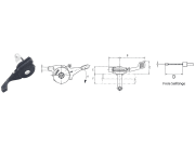 Regulierhebel rechts Magura 14, 150 °, Hub 42 mm, E 19 mm, Übersetzung 1:3,3 Regulierhebel rechts Magura 14, 150 °, Hub 42 mm, E 19 mm, Übersetzung 1:3,3