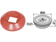 Außenflansch 92 x 31 x 21 mm für Lagerung für Vierkantwelle 30 x 30 mm Außenflansch 92 x 31 x 21 mm für Lagerung für Vierkantwelle 30 x 30 mm