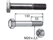 Industriehof® Sechskantschraube M 20 x 2,5 x 130 - 10.9 mit Sicherungsmutter für Sauerburger Industriehof® Sechskantschraube M 20 x 2,5 x 130 - 10.9 mit Sicherungsmutter für Sauerburger