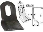 Y-Messer 90 x 40 x 6 mm, Bohrung L x B 30 x 14 mm, für Mulcher: Cabe, Fehrenbach, Sicma, Sovema Y-Messer 90 x 40 x 6 mm, Bohrung L x B 30 x 14 mm, für Mulcher: Cabe, Fehrenbach, Sicma, Sovema