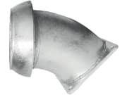 Hücobi Bogen "Perrot", 45 °, 159 mm, verzinkt, mit V-Teil und 4-Eck-Flansch Hücobi Bogen "Perrot", 45 °, 159 mm, verzinkt, mit V-Teil und 4-Eck-Flansch