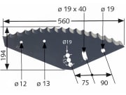 MWS Messer 560 x 194 x 5 mm, halbrund, gezahnt für Futtermischwagen Mayer Siloking MWS Messer 560 x 194 x 5 mm, halbrund, gezahnt für Futtermischwagen Mayer Siloking