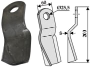 Mulchmesser L x B x S 200 x 60 x 8 mm, Bohrung 25,5 mm für Sovema Mulchmesser L x B x S 200 x 60 x 8 mm, Bohrung 25,5 mm für Sovema