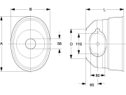 Walterscheid Geräteschutztopf, Ø A 350 mm/285 mm, L 180 mm, Ø innen 80 mm; 115 mm, mit Montageöffnung und Gummimanschette, 1353044 Walterscheid Geräteschutztopf, Ø A 350 mm/285 mm, L 180 mm, Ø innen 80 mm; 115 mm, mit Montageöffnung und Gummimanschette, 1353044