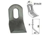 Y-Messer 86 x 40 x 8 mm, Bohrung L x B 30 x 14 mm, für Mulcher: Ferri Y-Messer 86 x 40 x 8 mm, Bohrung L x B 30 x 14 mm, für Mulcher: Ferri