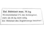Stützlastaufkleber, Stützlast 75 kg max., Klebefolie 100 x 44 mm Stützlastaufkleber, Stützlast 75 kg max., Klebefolie 100 x 44 mm