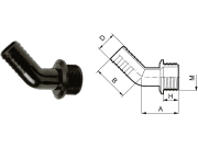 Agrotop Schlauchanschluss gebogen 45 ° G 1 1/2" AG (BSP) Ø Tülle 40 mm Agrotop Schlauchanschluss gebogen 45 ° G 1 1/2" AG (BSP) Ø Tülle 40 mm