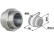 Lagerwelle für Lagerung mit Vierkantwelle 26 x 26 mm (Best. Nr. 10477881), Hankmo, 45; 58 x 34,5 x 38 mm Lagerwelle für Lagerung mit Vierkantwelle 26 x 26 mm (Best. Nr. 10477881), Hankmo, 45; 58 x 34,5 x 38 mm
